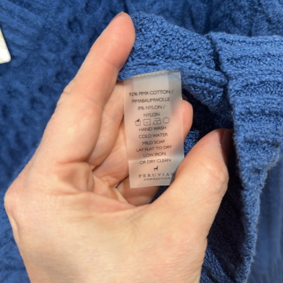 *NEW* PERUVIAN CONNECTION CUMBERLAND PULLOVER SWEATER AZURE BLUE - Picture 10 of 13